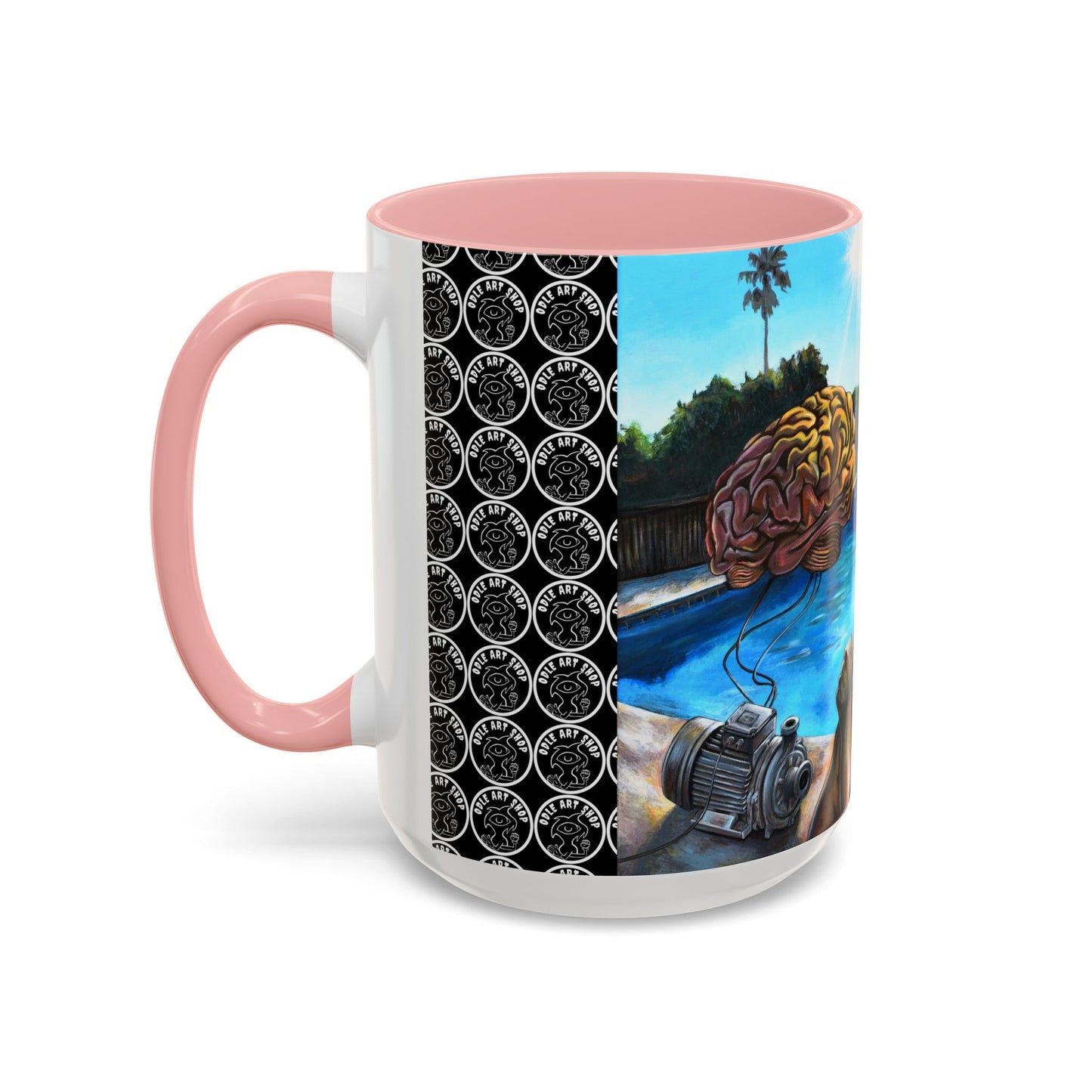 Surreal Poolside Art Coffee Mug — Color Accent 11/15oz