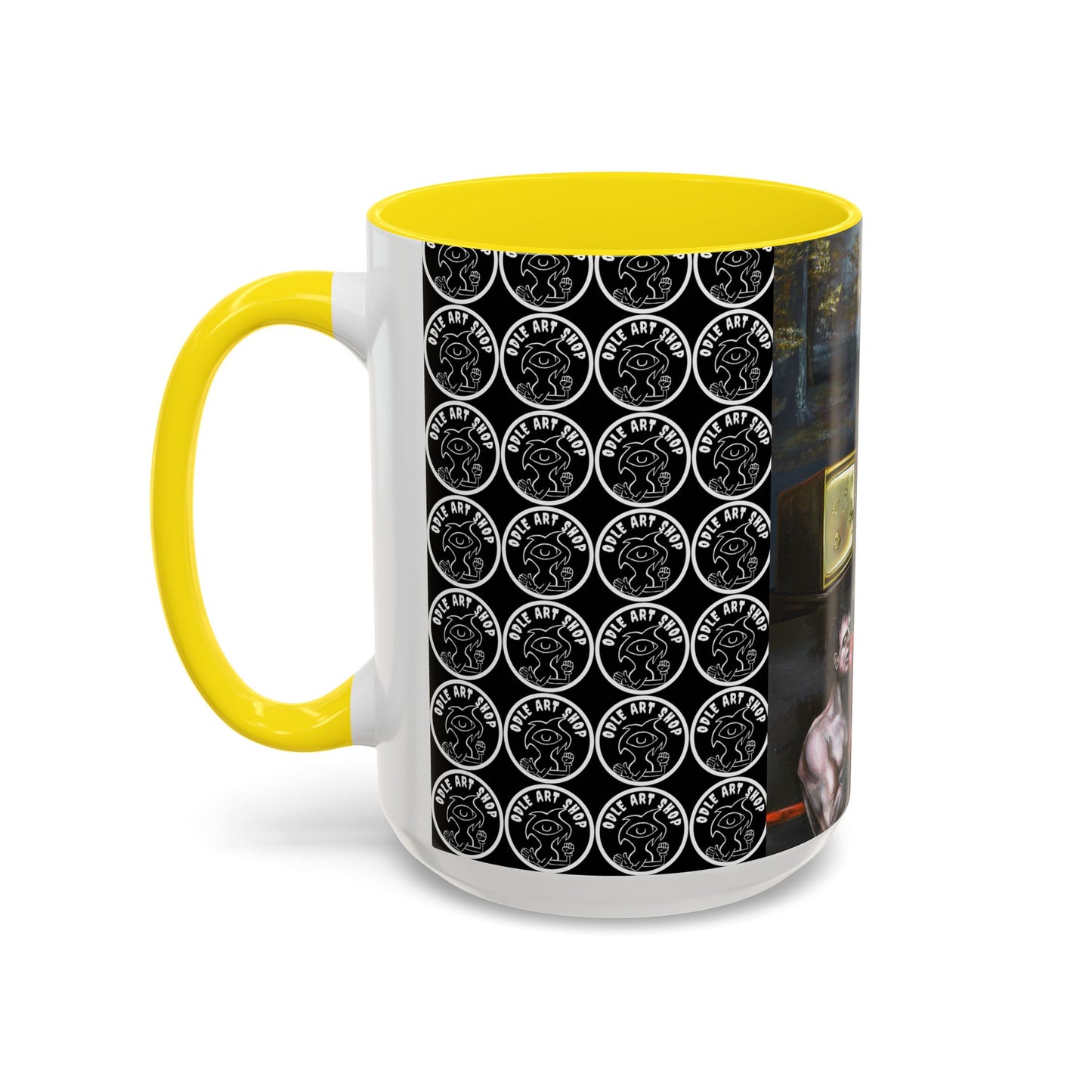 Literary Classics Collage Accent Coffee Mug — Boxing, Butterflies & Dark Forest Art (11/15oz)