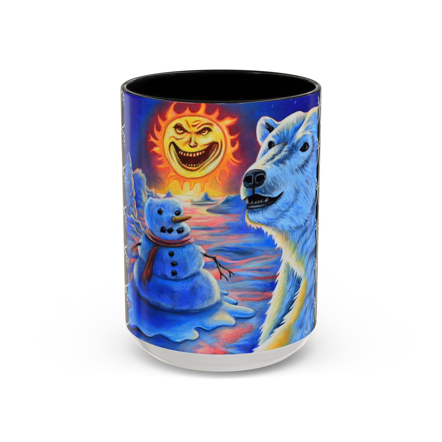 Vibrant Polar Art Coffee Mug | Fun Winter Beverage Cup, Holiday Gift, Unique Decor, Colorful Drinkware, Snowman Design