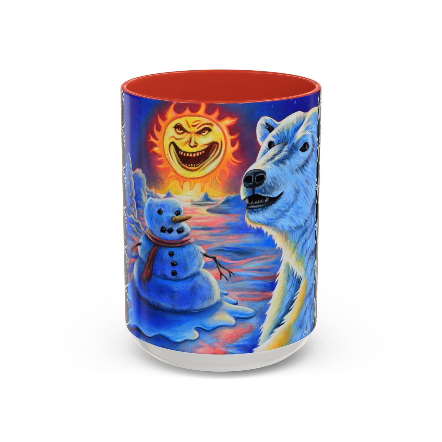 Vibrant Polar Art Coffee Mug | Fun Winter Beverage Cup, Holiday Gift, Unique Decor, Colorful Drinkware, Snowman Design