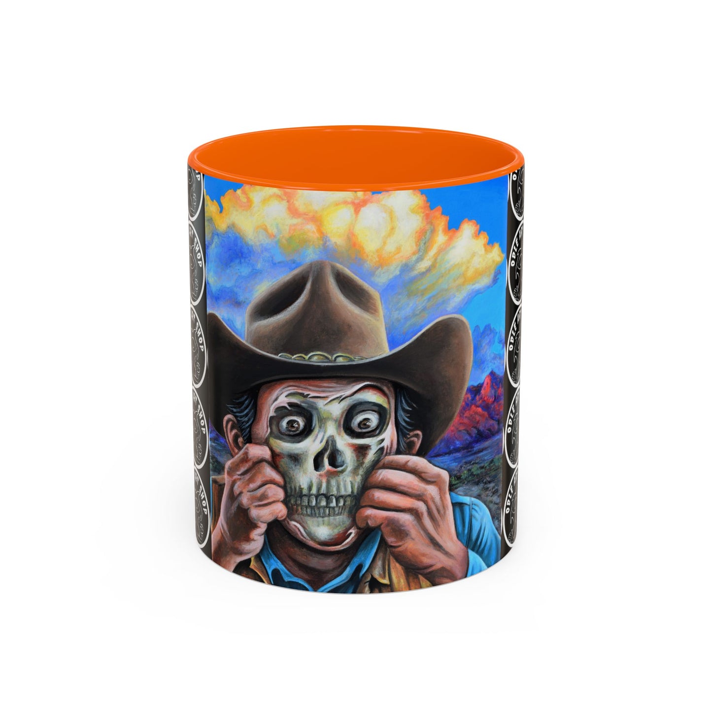 Day of the Dead Accent Coffee Mug, Colorful Skull Design Mug, Halloween Coffee Cup, Unique Art Coffee Mug