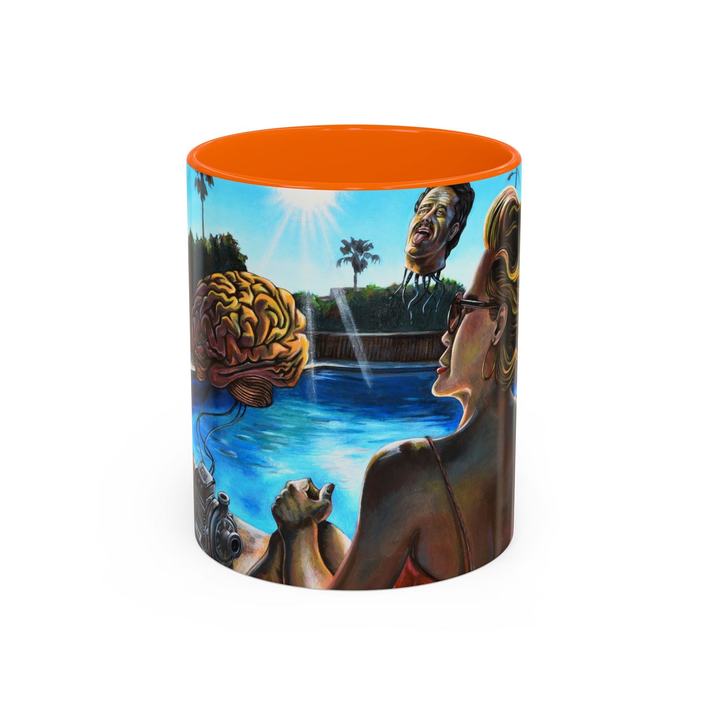 Surreal Poolside Art Coffee Mug — Color Accent 11/15oz