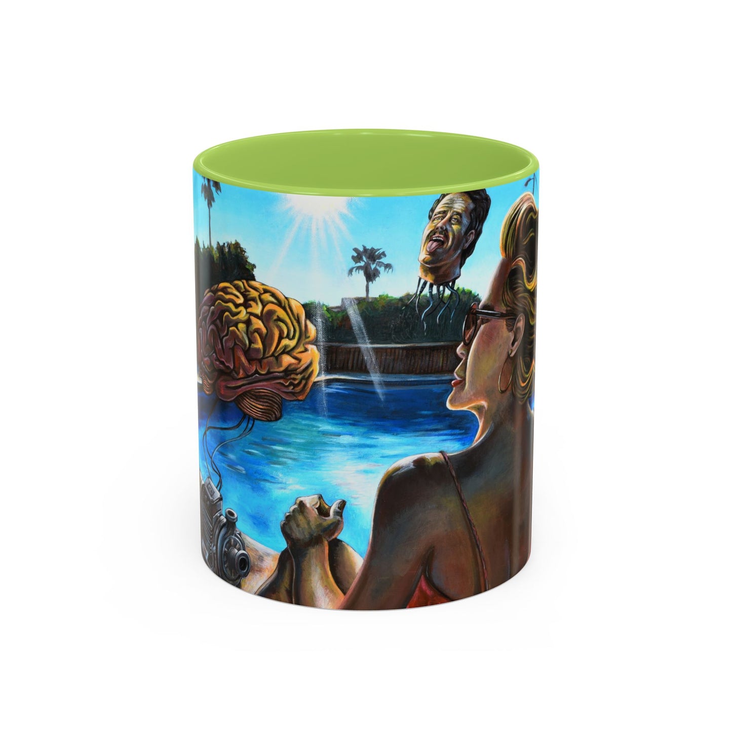 Surreal Poolside Art Coffee Mug — Color Accent 11/15oz