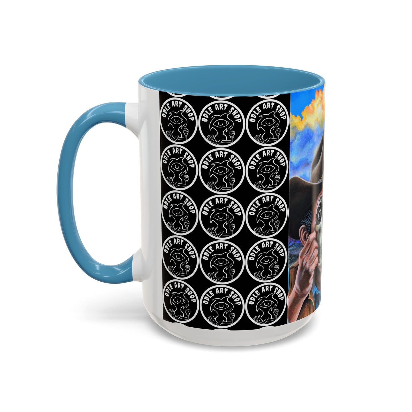 Day of the Dead Accent Coffee Mug, Colorful Skull Design Mug, Halloween Coffee Cup, Unique Art Coffee Mug