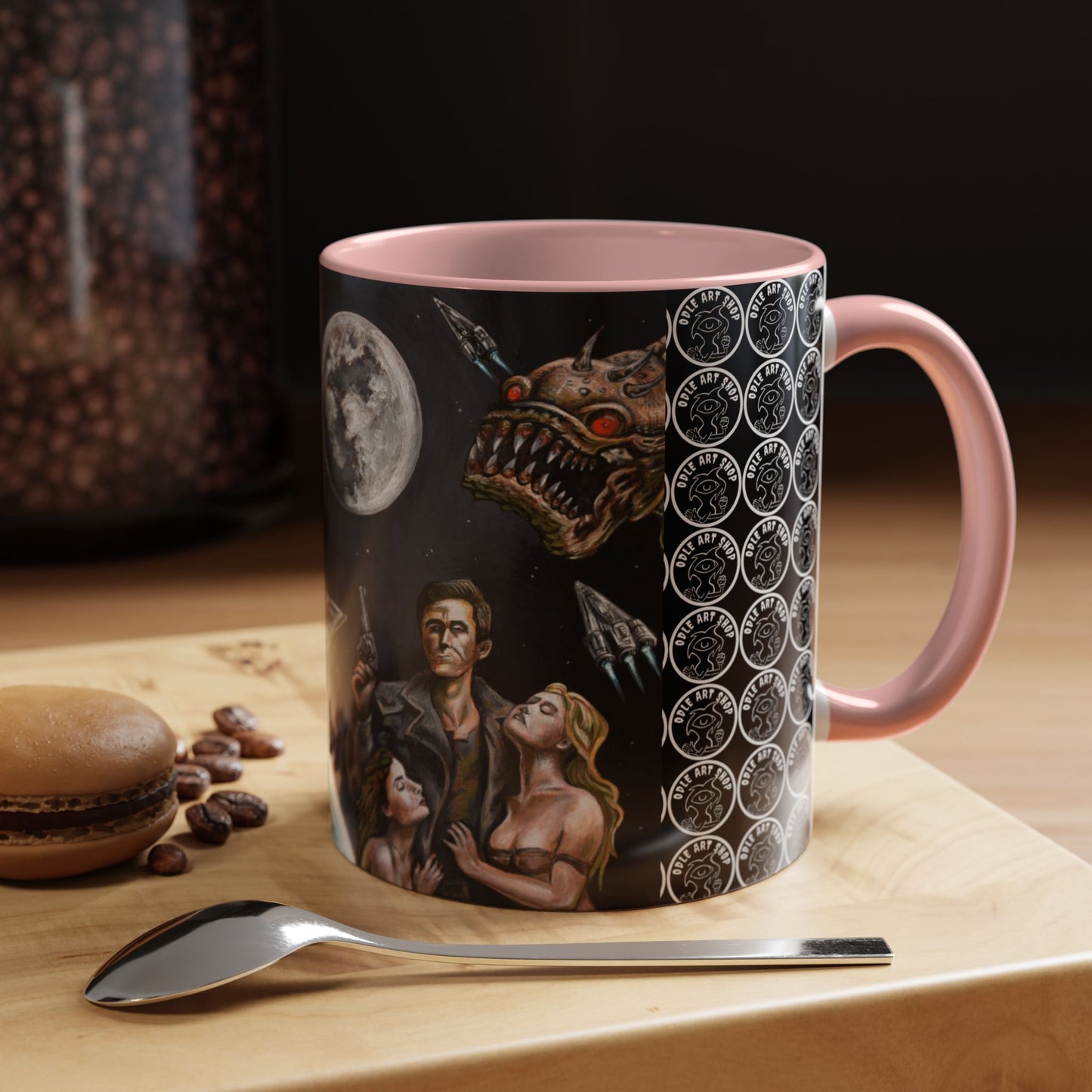Space Adventure Coffee Mug - Retro Sci‑Fi Crew & Alien Monsters