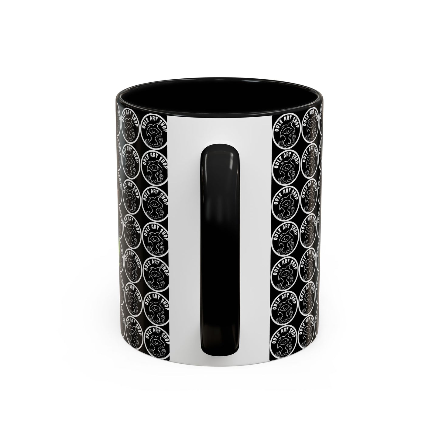 Smiley Mask Art Coffee Mug — Surreal Portrait Accent 11/15oz