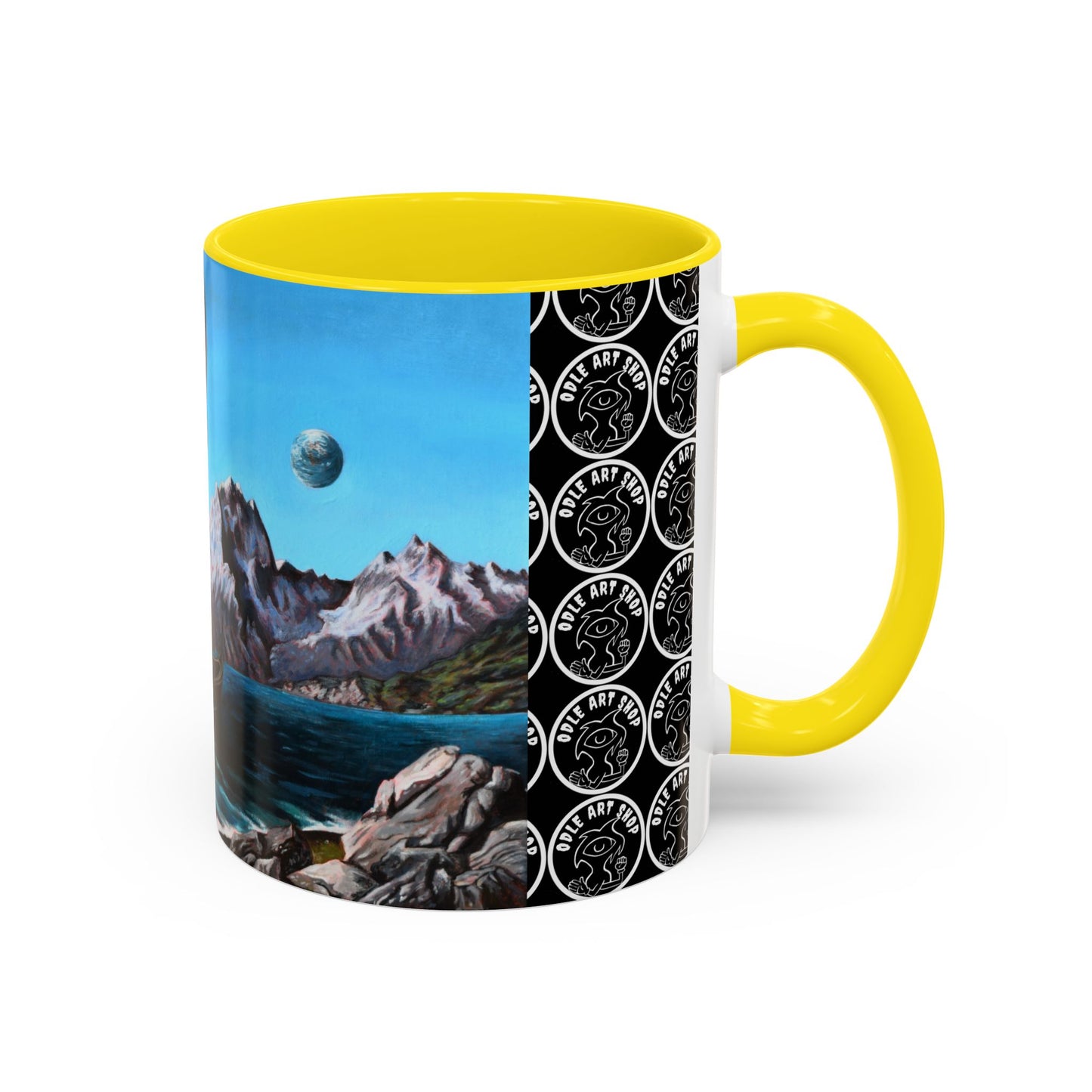 Surreal Sea Monster Accent Coffee Mug — Eyeball Wave Art (11/15oz)