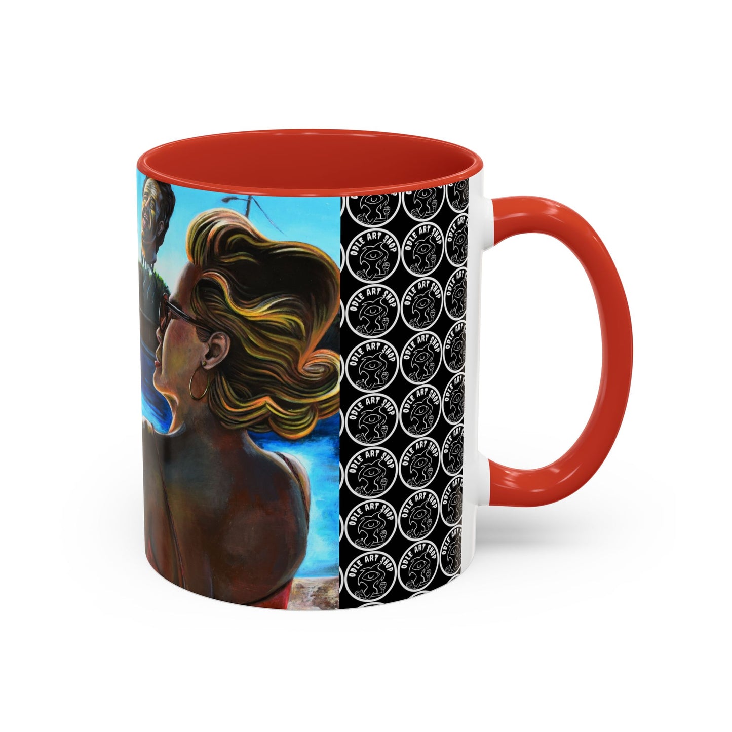Surreal Poolside Art Coffee Mug — Color Accent 11/15oz