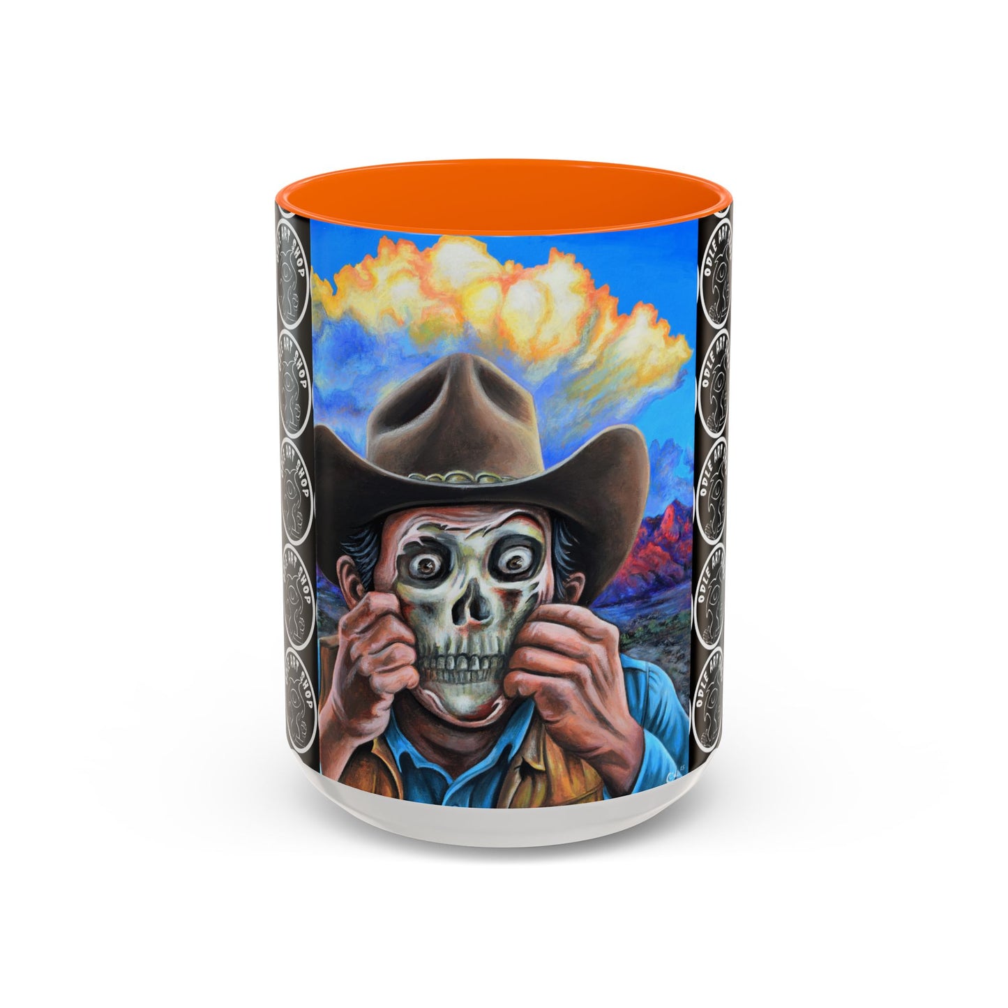 Day of the Dead Accent Coffee Mug, Colorful Skull Design Mug, Halloween Coffee Cup, Unique Art Coffee Mug