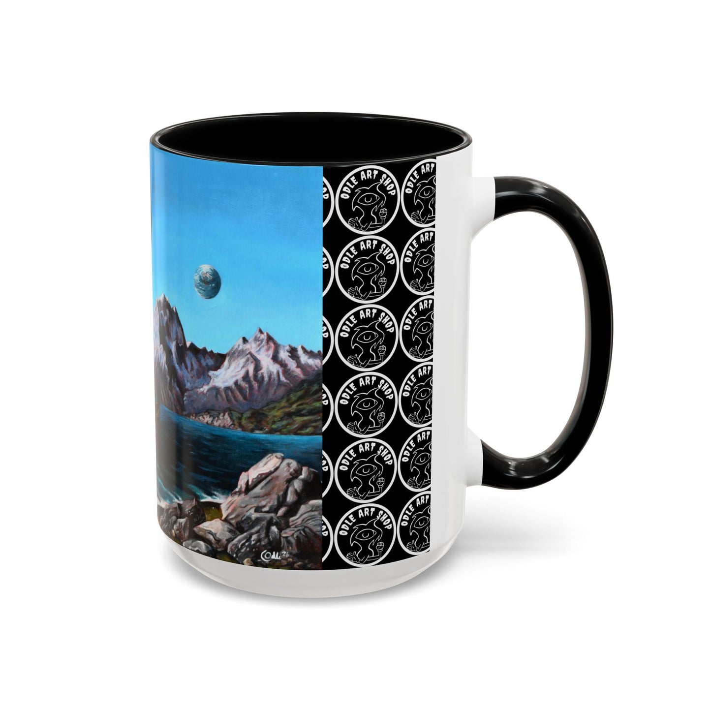 Surreal Sea Monster Accent Coffee Mug — Eyeball Wave Art (11/15oz)