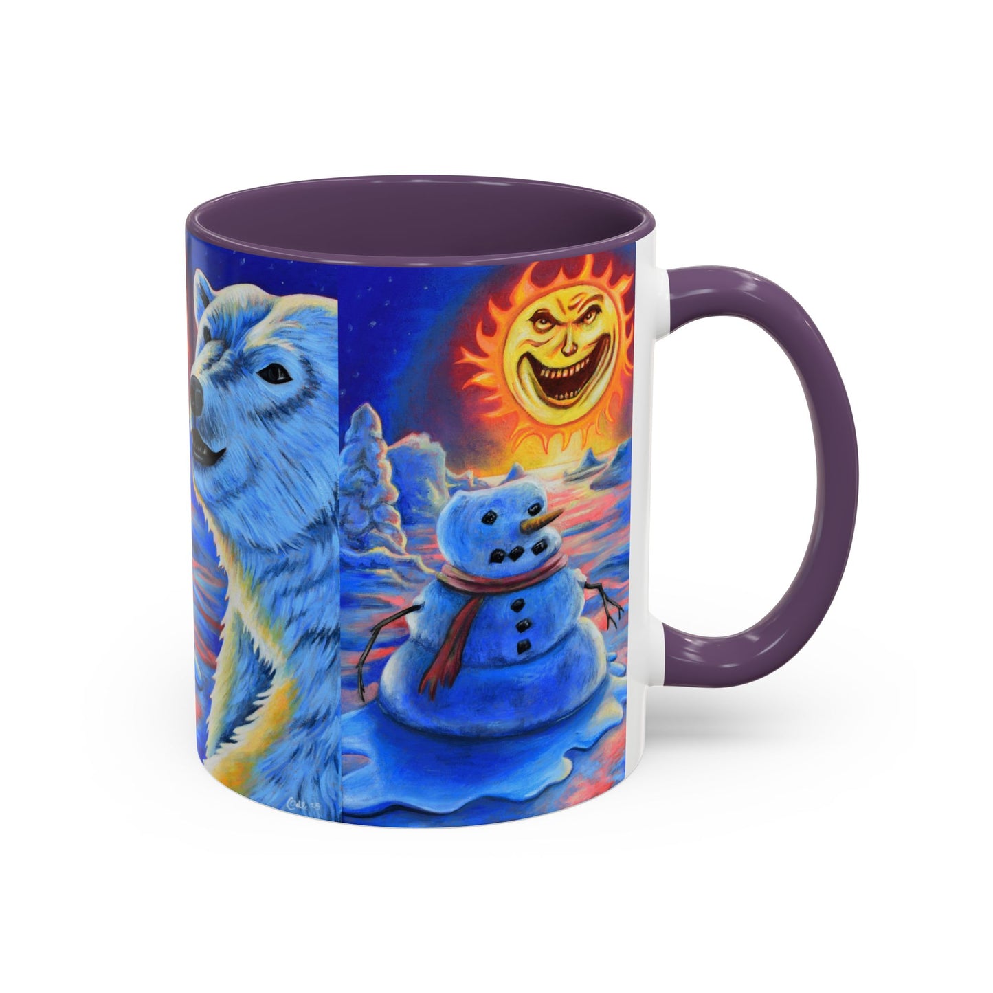 Vibrant Polar Art Coffee Mug | Fun Winter Beverage Cup, Holiday Gift, Unique Decor, Colorful Drinkware, Snowman Design