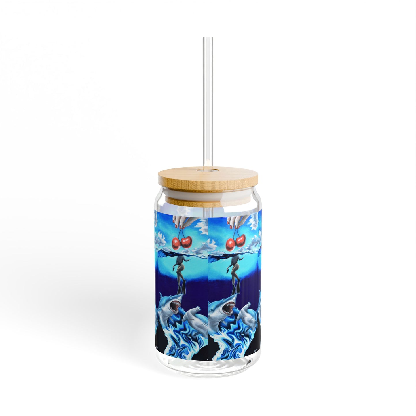 Artistic Sipper Glass with Straw, 16oz - Fun Summer Drinkware, Unique Gift for Friends, Beach Party Accessory, Ocean Themed Decor, [...]