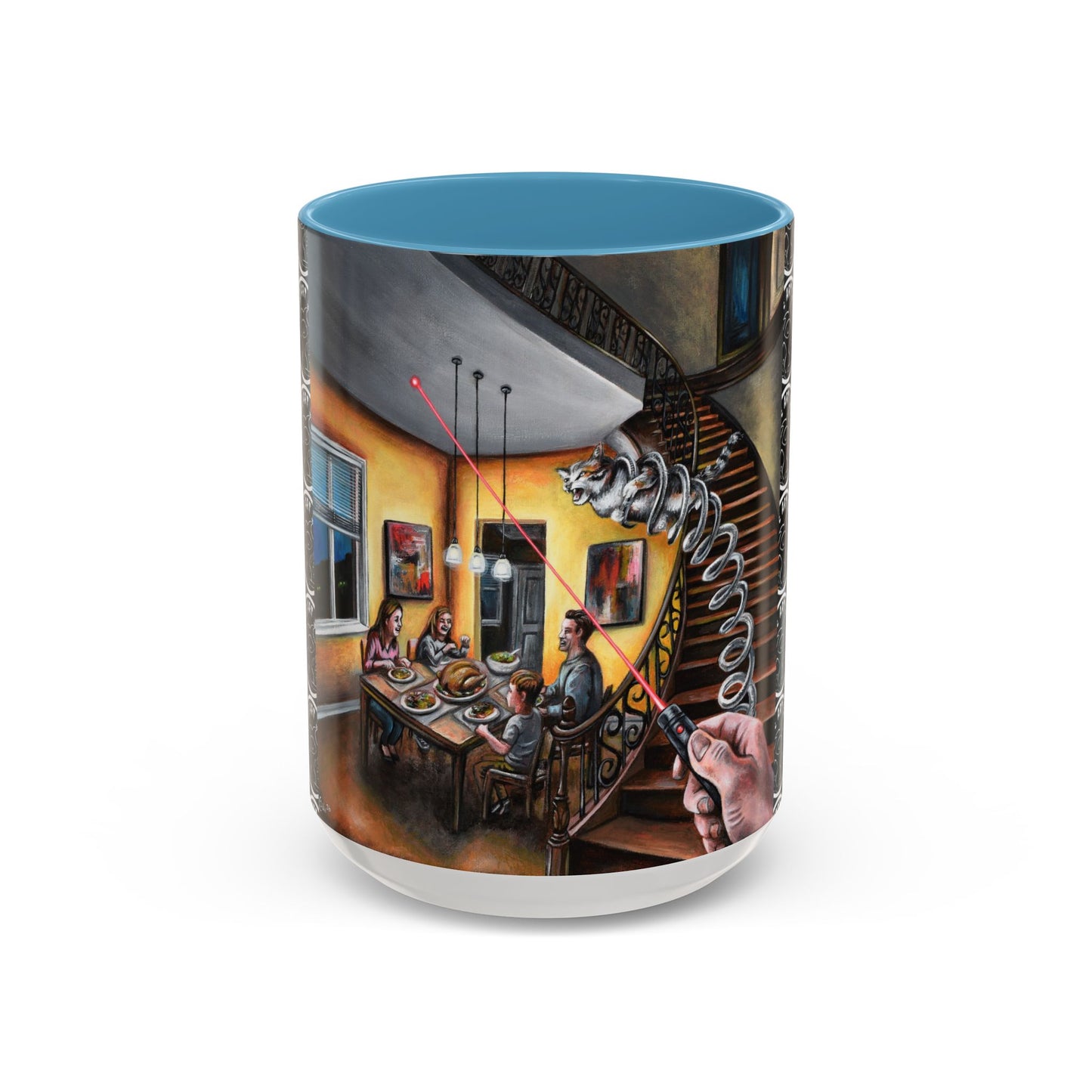 Surreal Dinner Party Accent Coffee Mug — Whimsical Art Coffee Cup (11/15oz)