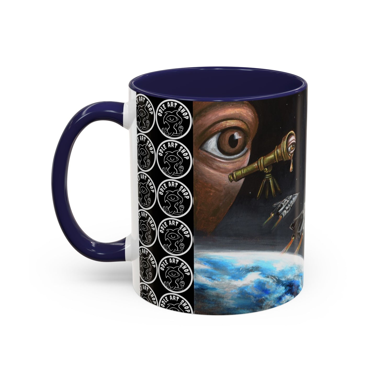Space Adventure Coffee Mug - Retro Sci‑Fi Crew & Alien Monsters