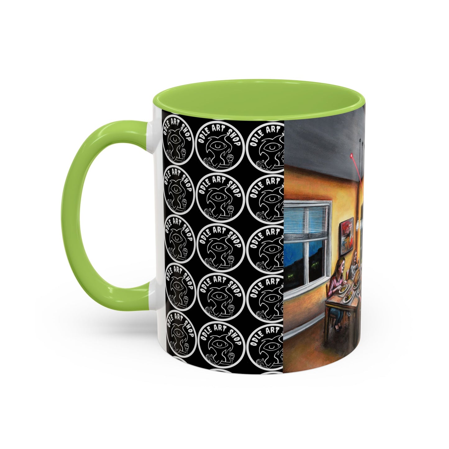 Surreal Dinner Party Accent Coffee Mug — Whimsical Art Coffee Cup (11/15oz)