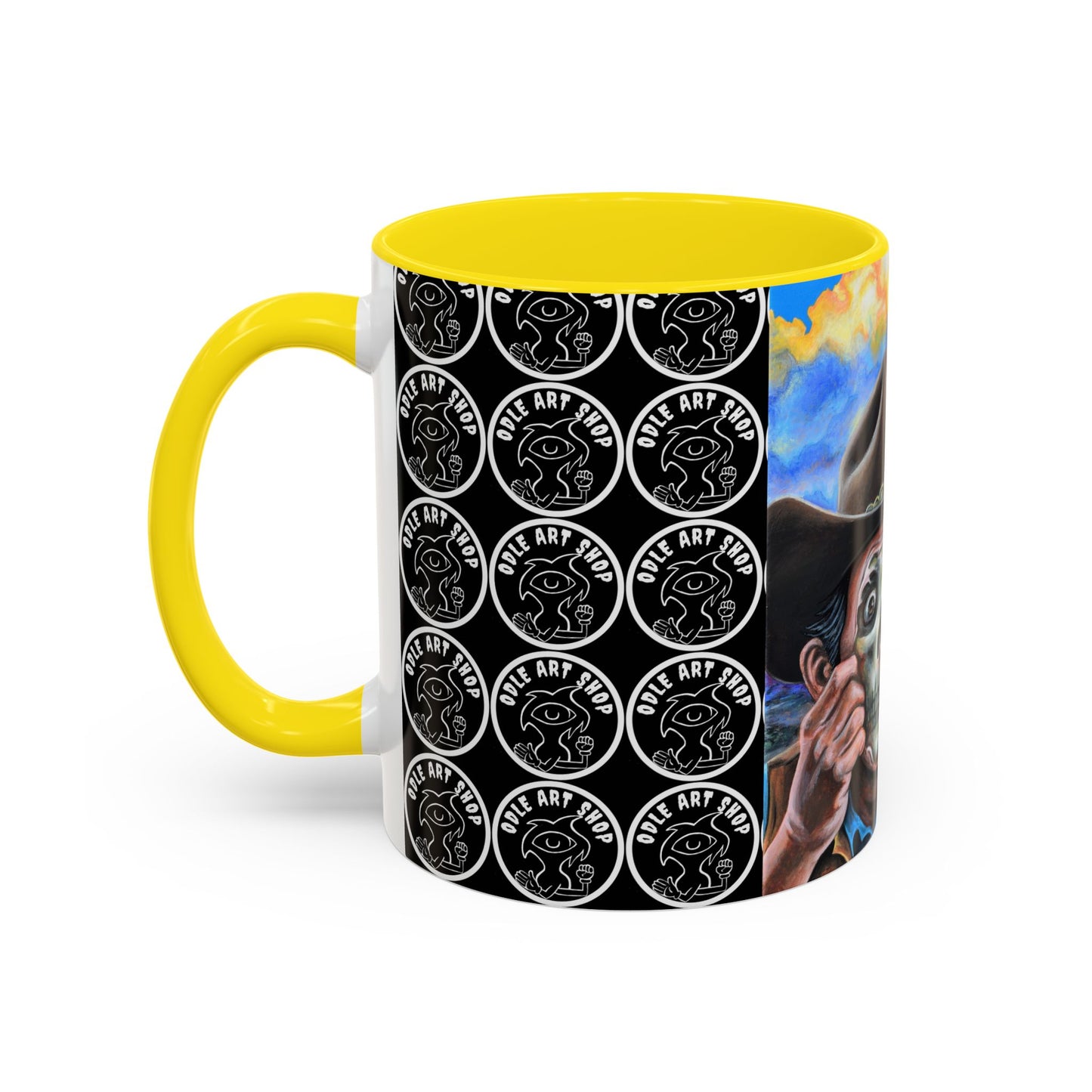 Day of the Dead Accent Coffee Mug, Colorful Skull Design Mug, Halloween Coffee Cup, Unique Art Coffee Mug
