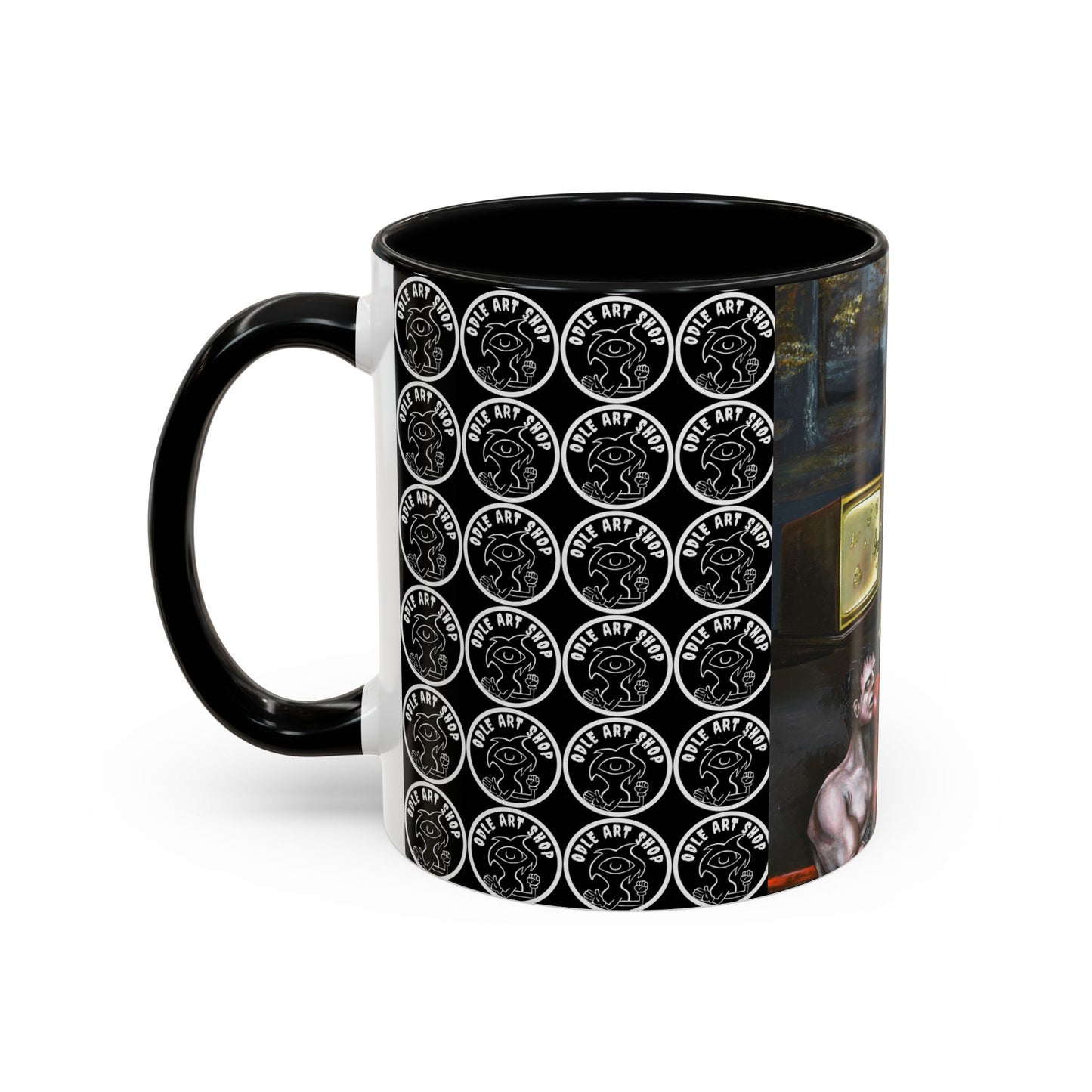 Literary Classics Collage Accent Coffee Mug — Boxing, Butterflies & Dark Forest Art (11/15oz)