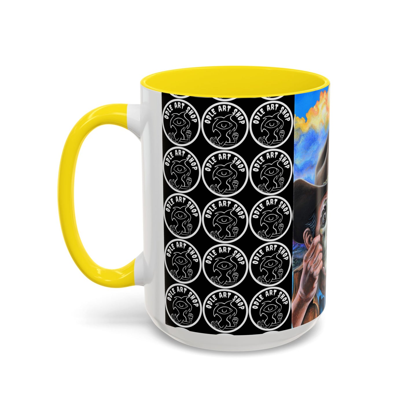 Day of the Dead Accent Coffee Mug, Colorful Skull Design Mug, Halloween Coffee Cup, Unique Art Coffee Mug