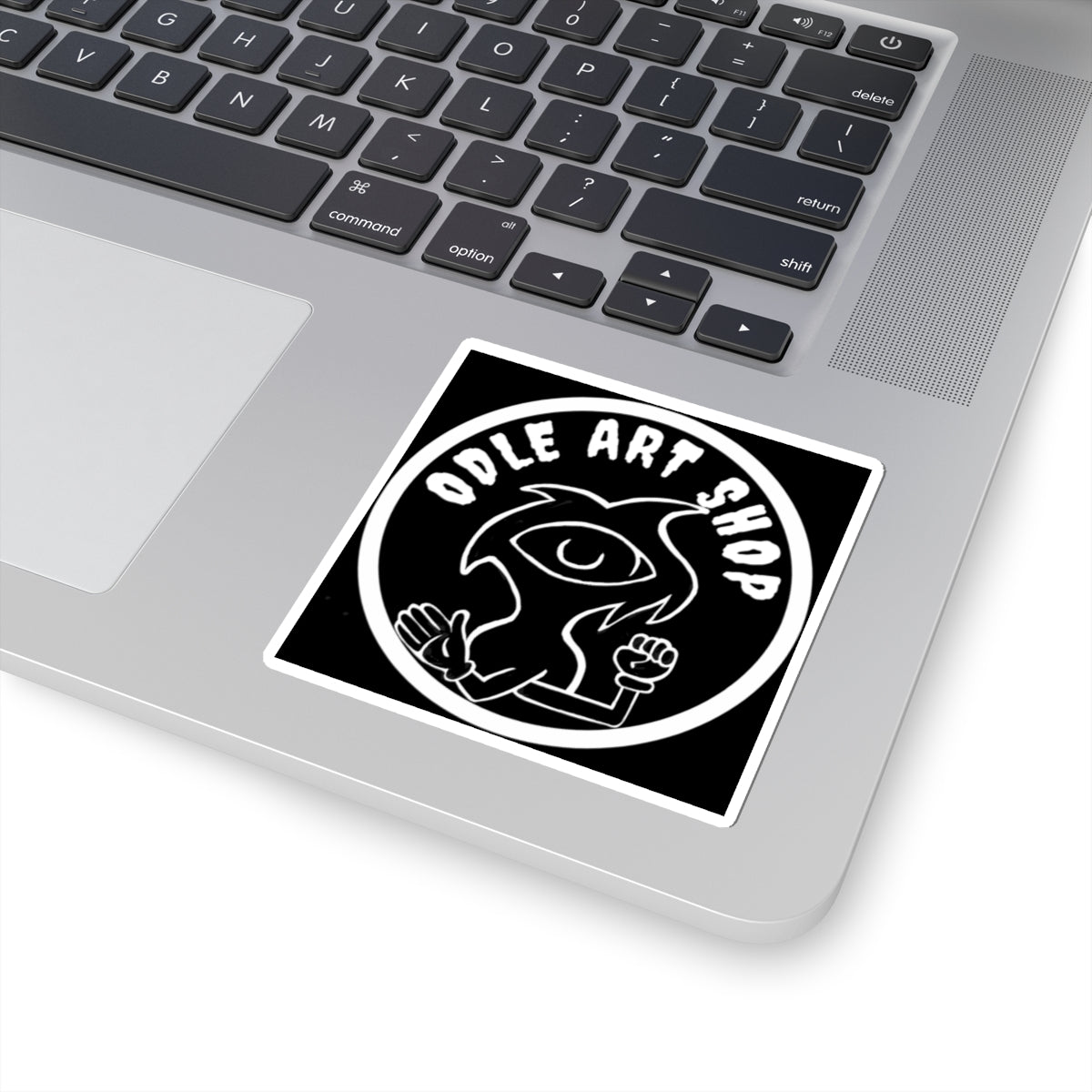 Kiss-Cut Sticker — Odle Art Shop Monochrome Logo (Square Laptop Stickers)