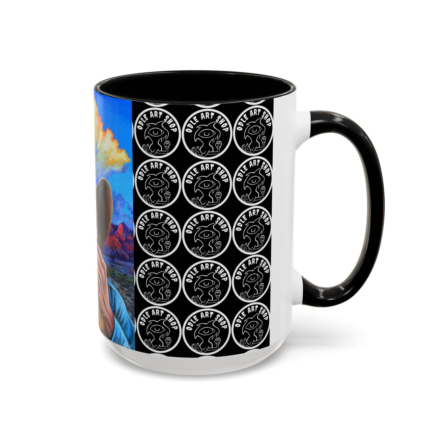 Day of the Dead Accent Coffee Mug, Colorful Skull Design Mug, Halloween Coffee Cup, Unique Art Coffee Mug