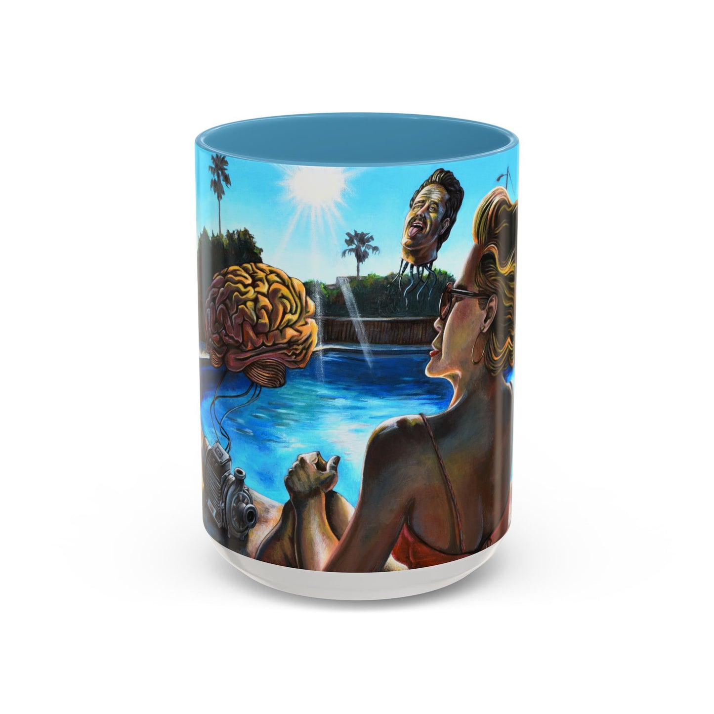 Surreal Poolside Art Coffee Mug — Color Accent 11/15oz