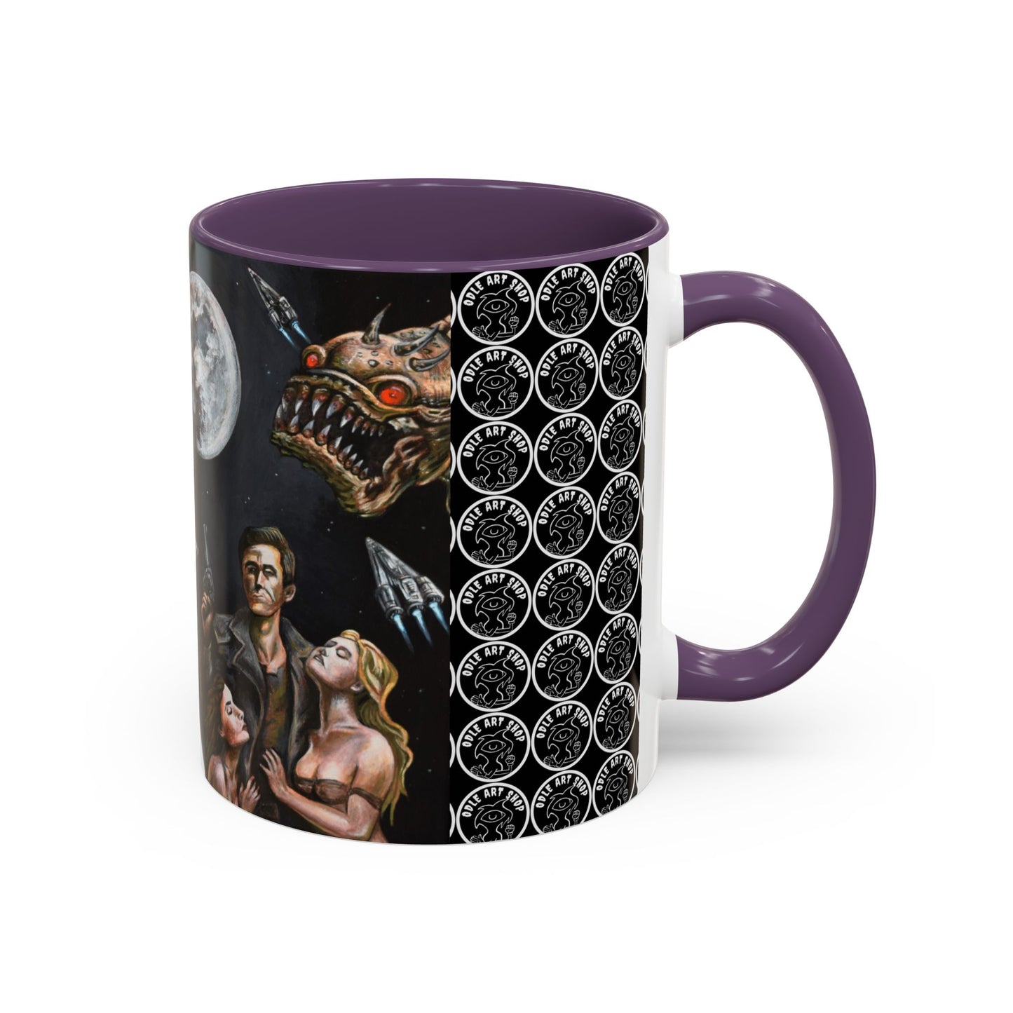 Space Adventure Coffee Mug - Retro Sci‑Fi Crew & Alien Monsters