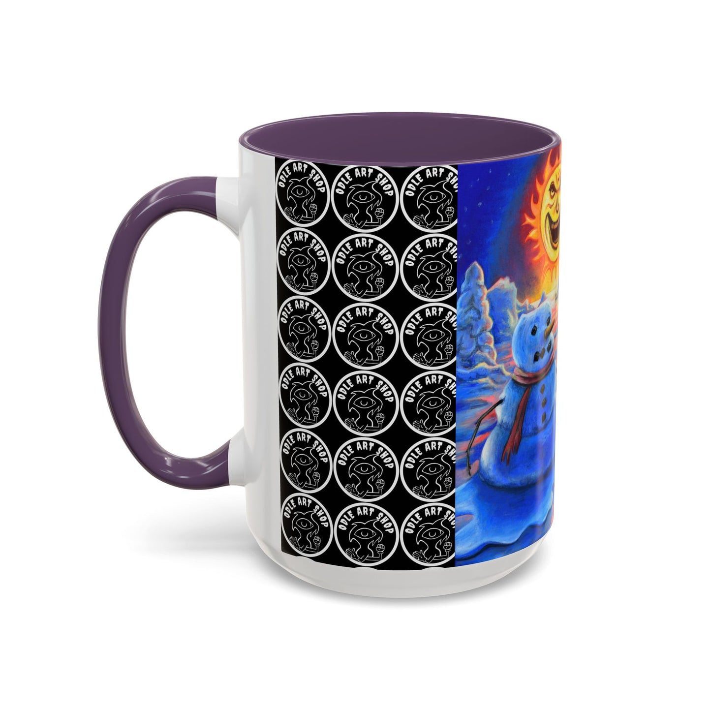 Vibrant Polar Art Coffee Mug | Fun Winter Beverage Cup, Holiday Gift, Unique Decor, Colorful Drinkware, Snowman Design