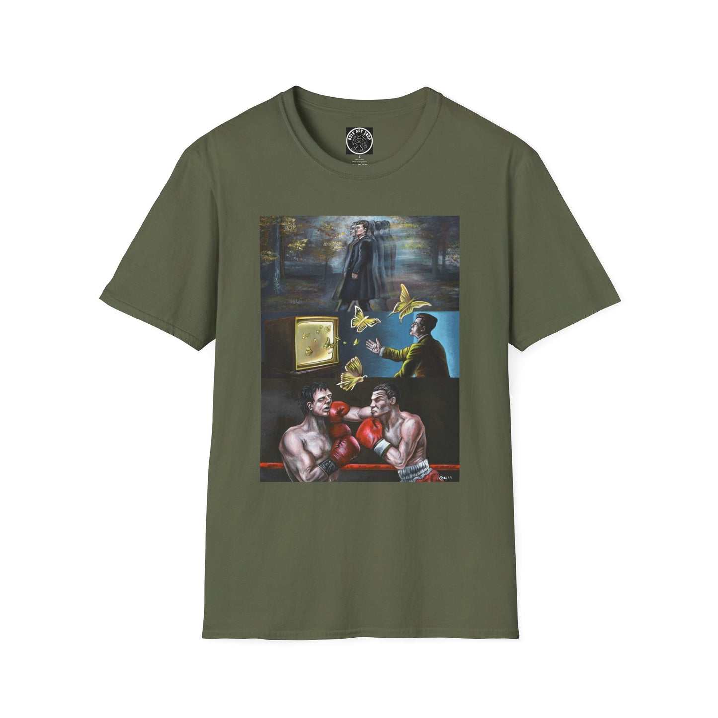 Surreal Boxing Scene T‑Shirt — Vintage Noir Collage Art Tee