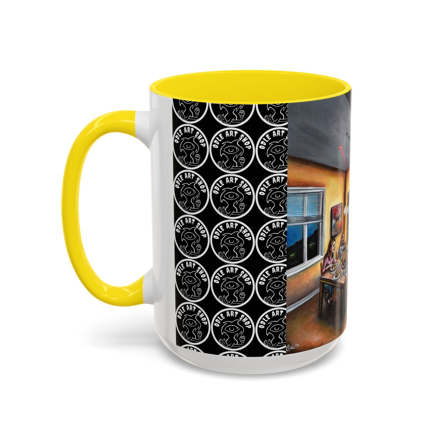 Surreal Dinner Party Accent Coffee Mug — Whimsical Art Coffee Cup (11/15oz)