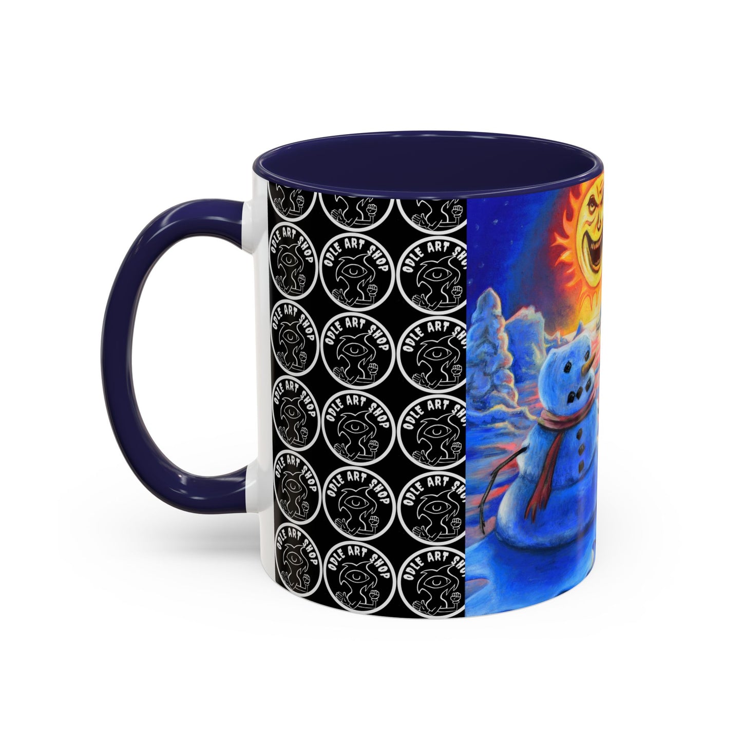 Vibrant Polar Art Coffee Mug | Fun Winter Beverage Cup, Holiday Gift, Unique Decor, Colorful Drinkware, Snowman Design
