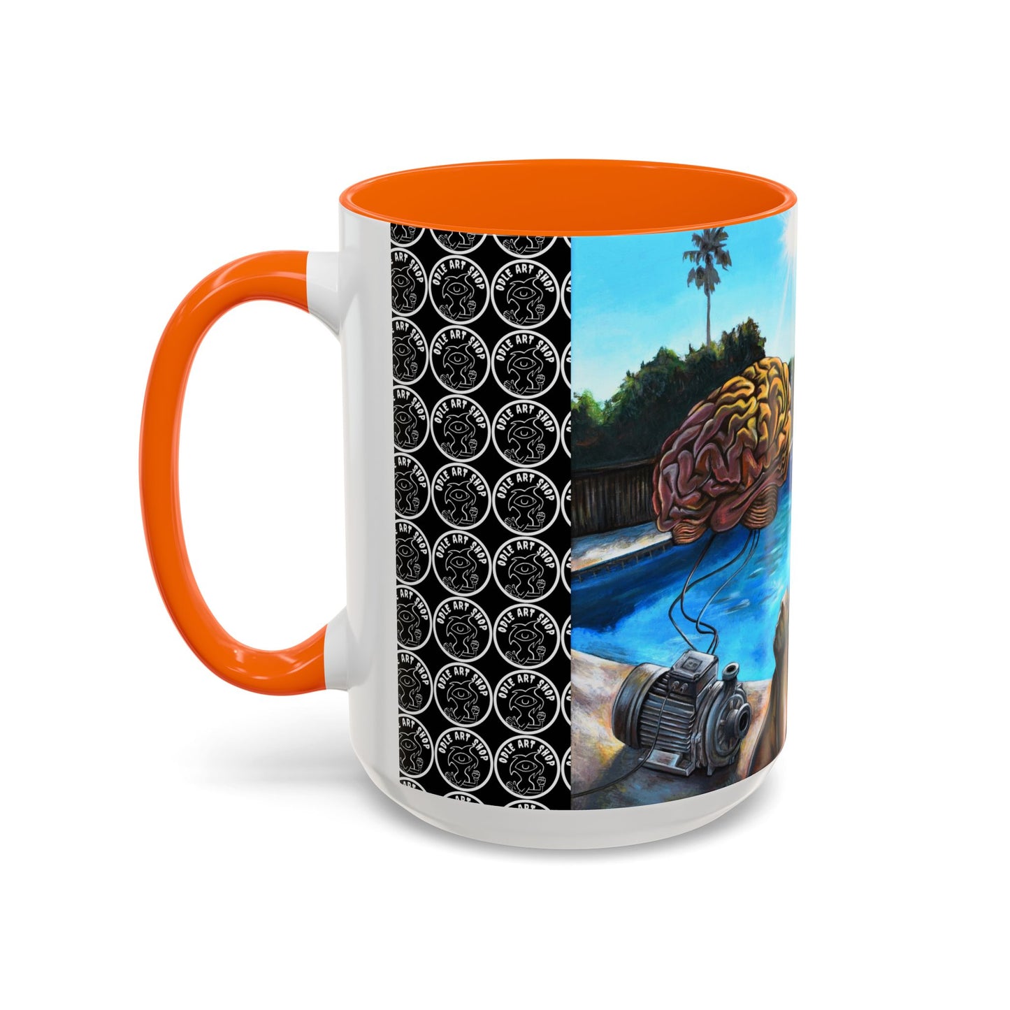 Surreal Poolside Art Coffee Mug — Color Accent 11/15oz