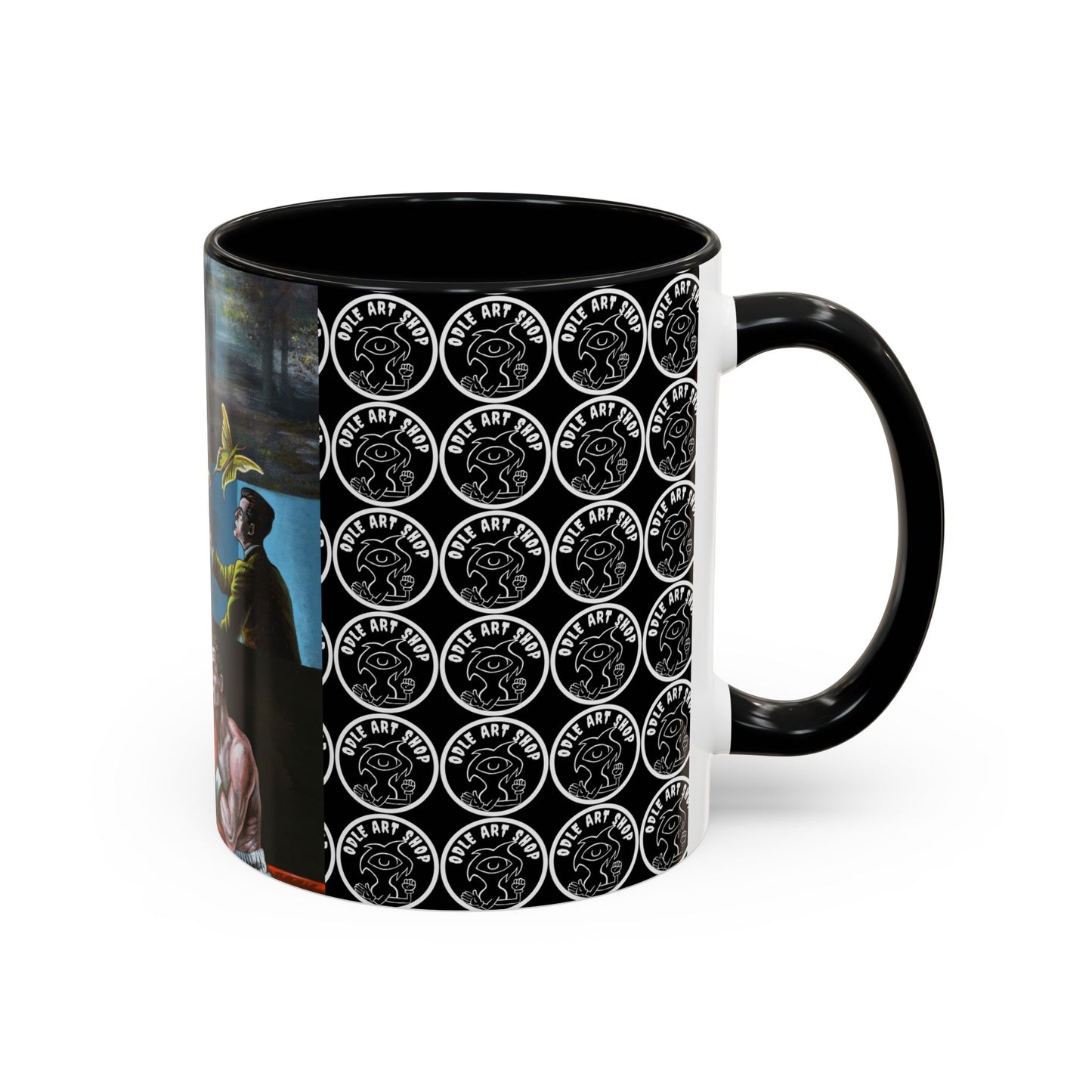 Literary Classics Collage Accent Coffee Mug — Boxing, Butterflies & Dark Forest Art (11/15oz)