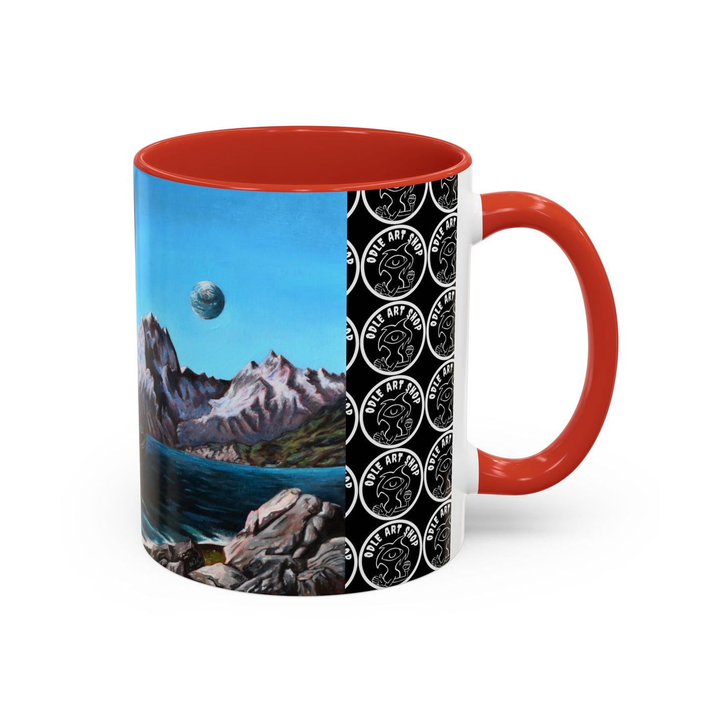Surreal Sea Monster Accent Coffee Mug — Eyeball Wave Art (11/15oz)