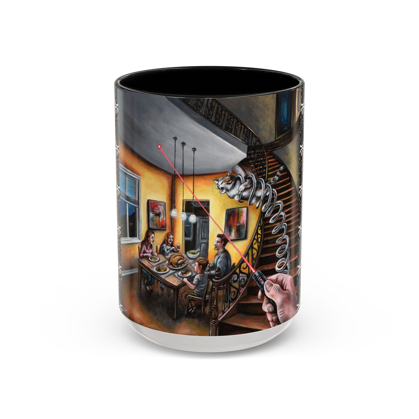 Surreal Dinner Party Accent Coffee Mug — Whimsical Art Coffee Cup (11/15oz)