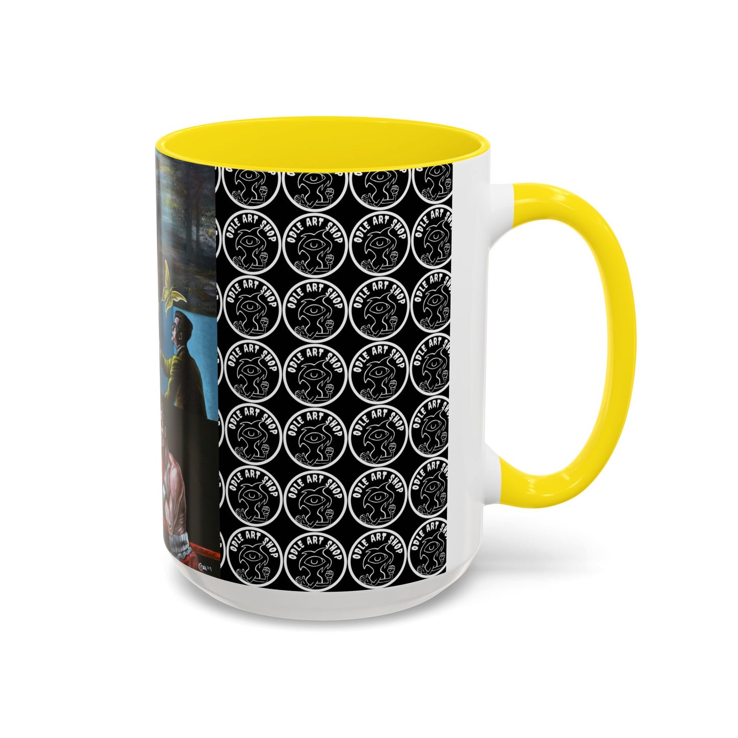 Literary Classics Collage Accent Coffee Mug — Boxing, Butterflies & Dark Forest Art (11/15oz)