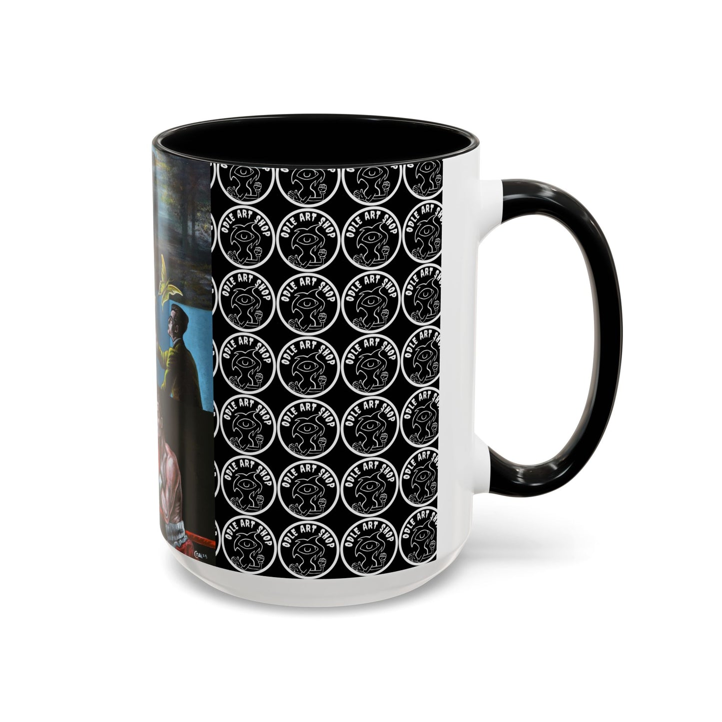 Literary Classics Collage Accent Coffee Mug — Boxing, Butterflies & Dark Forest Art (11/15oz)