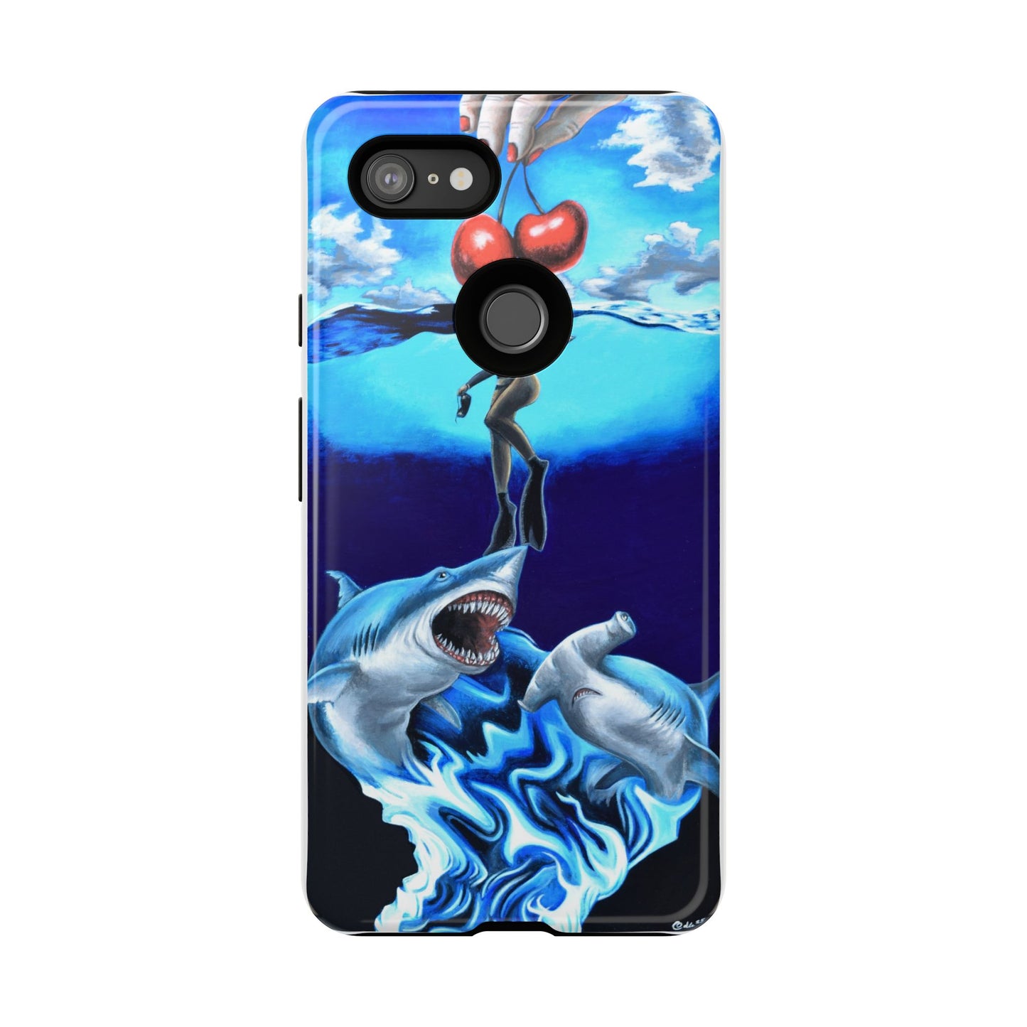 Shark Art Phone Case - Tough Cases, Unique Phone Accessories, Ocean-Inspired Gift, Underwater Art, Fun Phone Cover, Beach Lover Gift