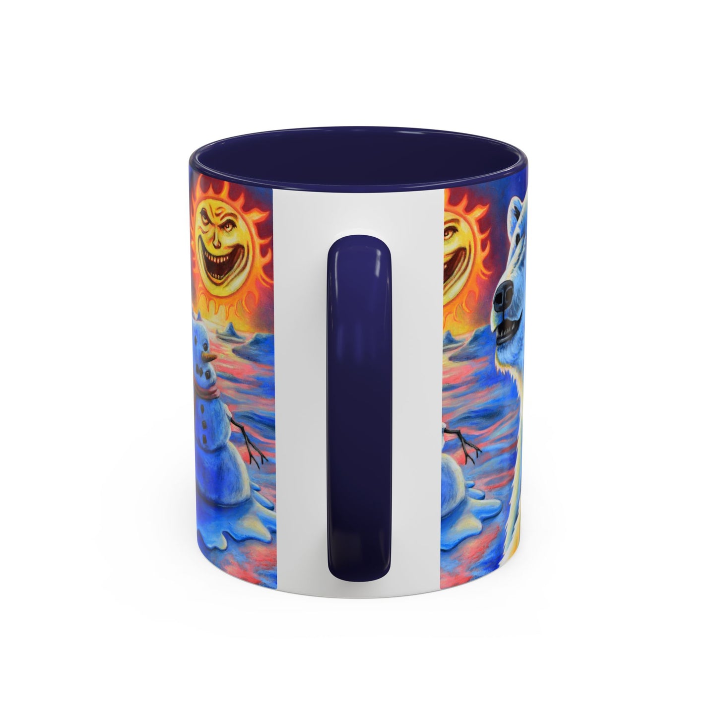 Vibrant Polar Art Coffee Mug | Fun Winter Beverage Cup, Holiday Gift, Unique Decor, Colorful Drinkware, Snowman Design