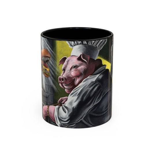 Pig Chef Coffee Mug — Quirky Kitchen Animal Art Accent Mug