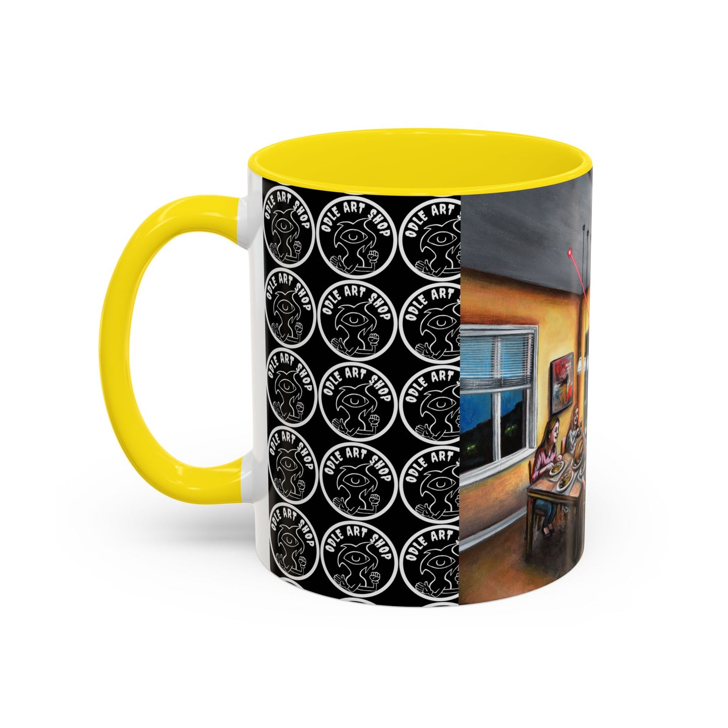 Surreal Dinner Party Accent Coffee Mug — Whimsical Art Coffee Cup (11/15oz)