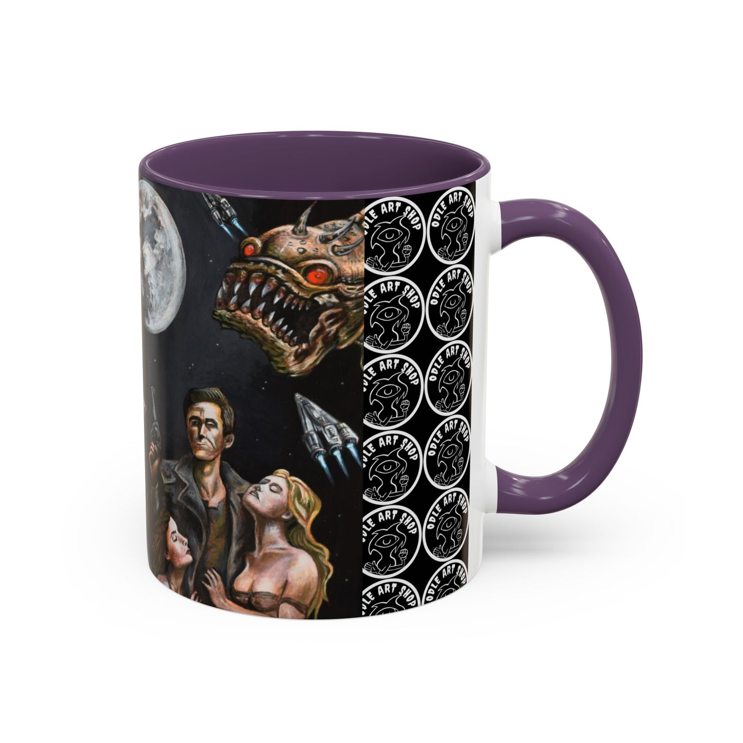 Space Adventure Coffee Mug - Retro Sci‑Fi Crew & Alien Monsters