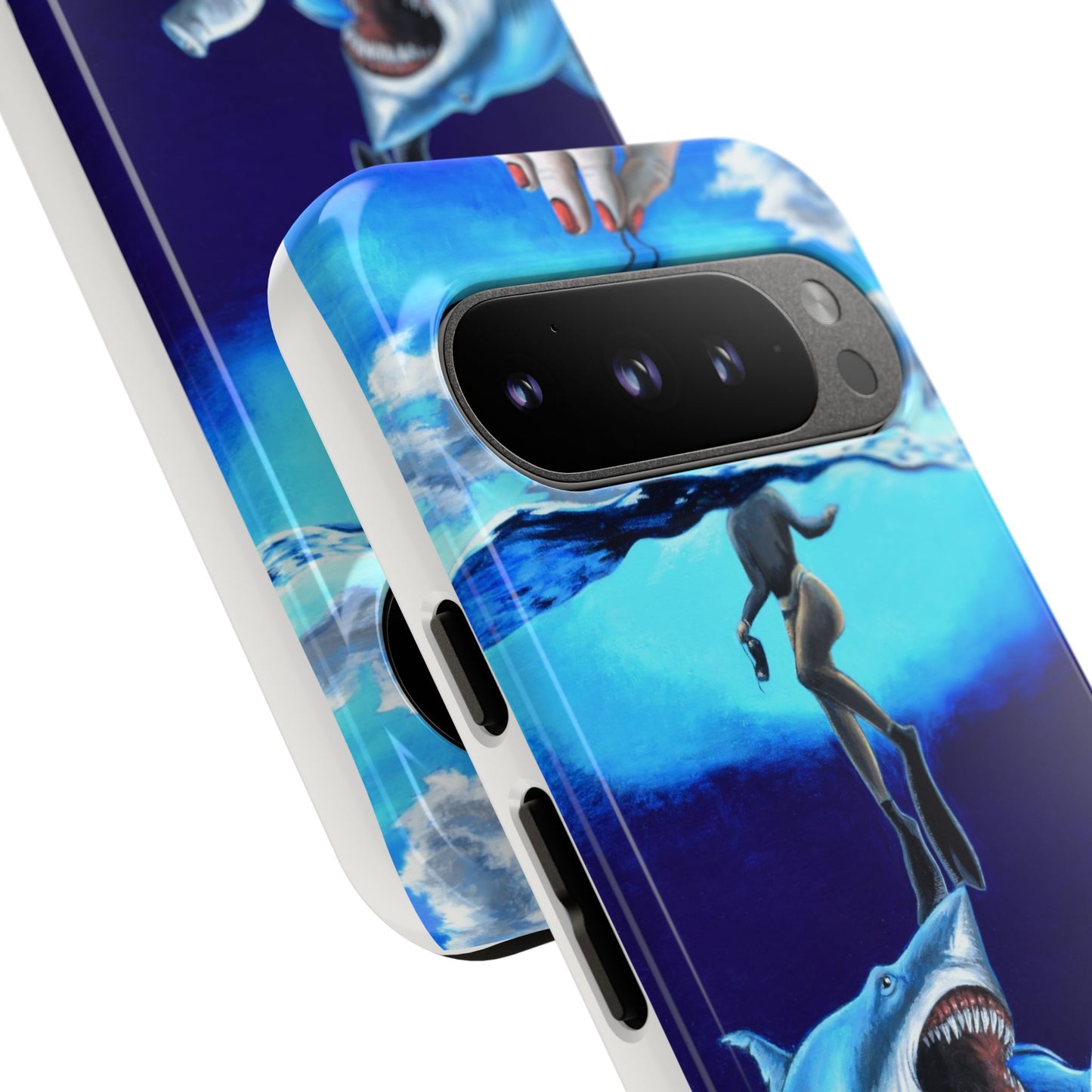 Shark Art Phone Case - Tough Cases, Unique Phone Accessories, Ocean-Inspired Gift, Underwater Art, Fun Phone Cover, Beach Lover Gift