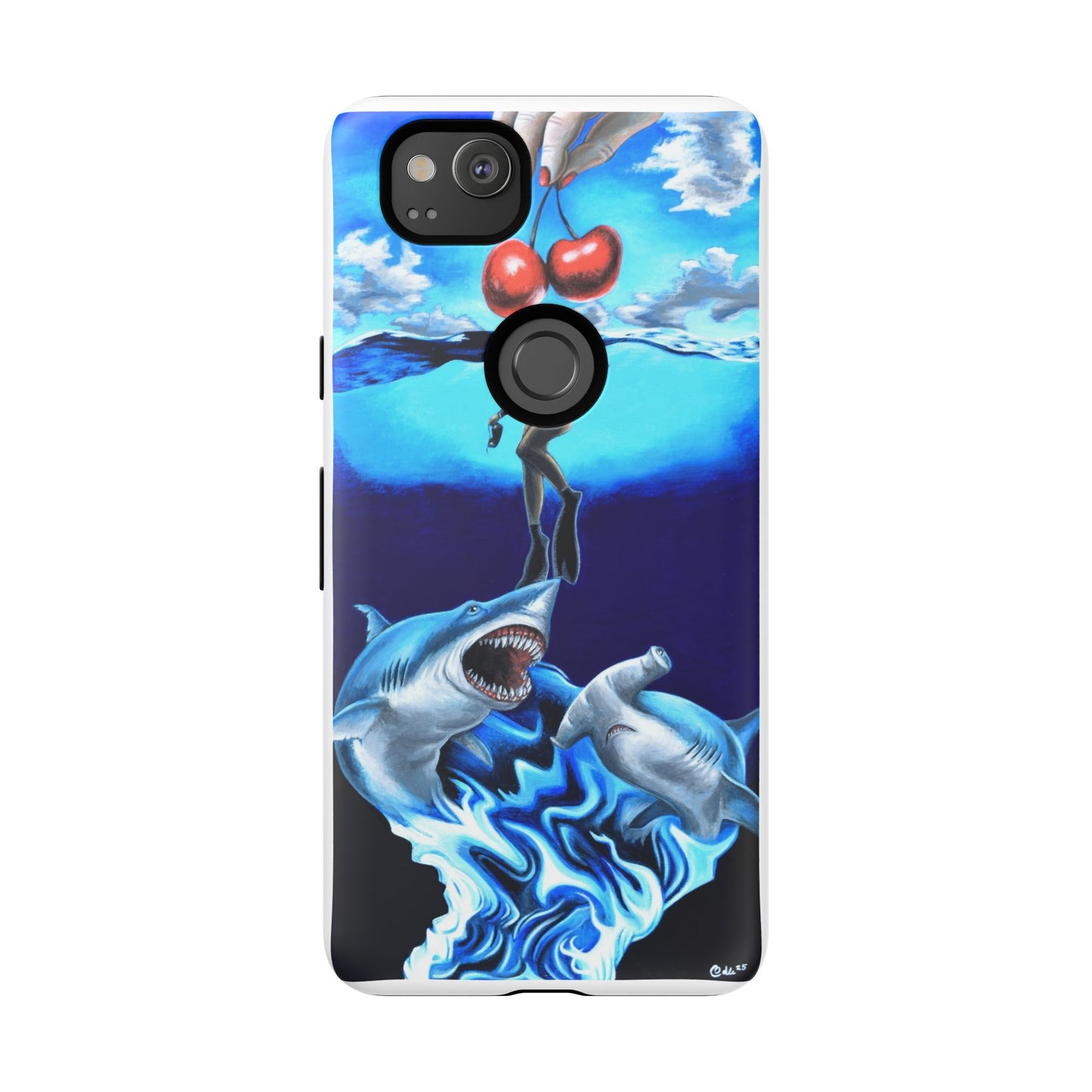 Shark Art Phone Case - Tough Cases, Unique Phone Accessories, Ocean-Inspired Gift, Underwater Art, Fun Phone Cover, Beach Lover Gift