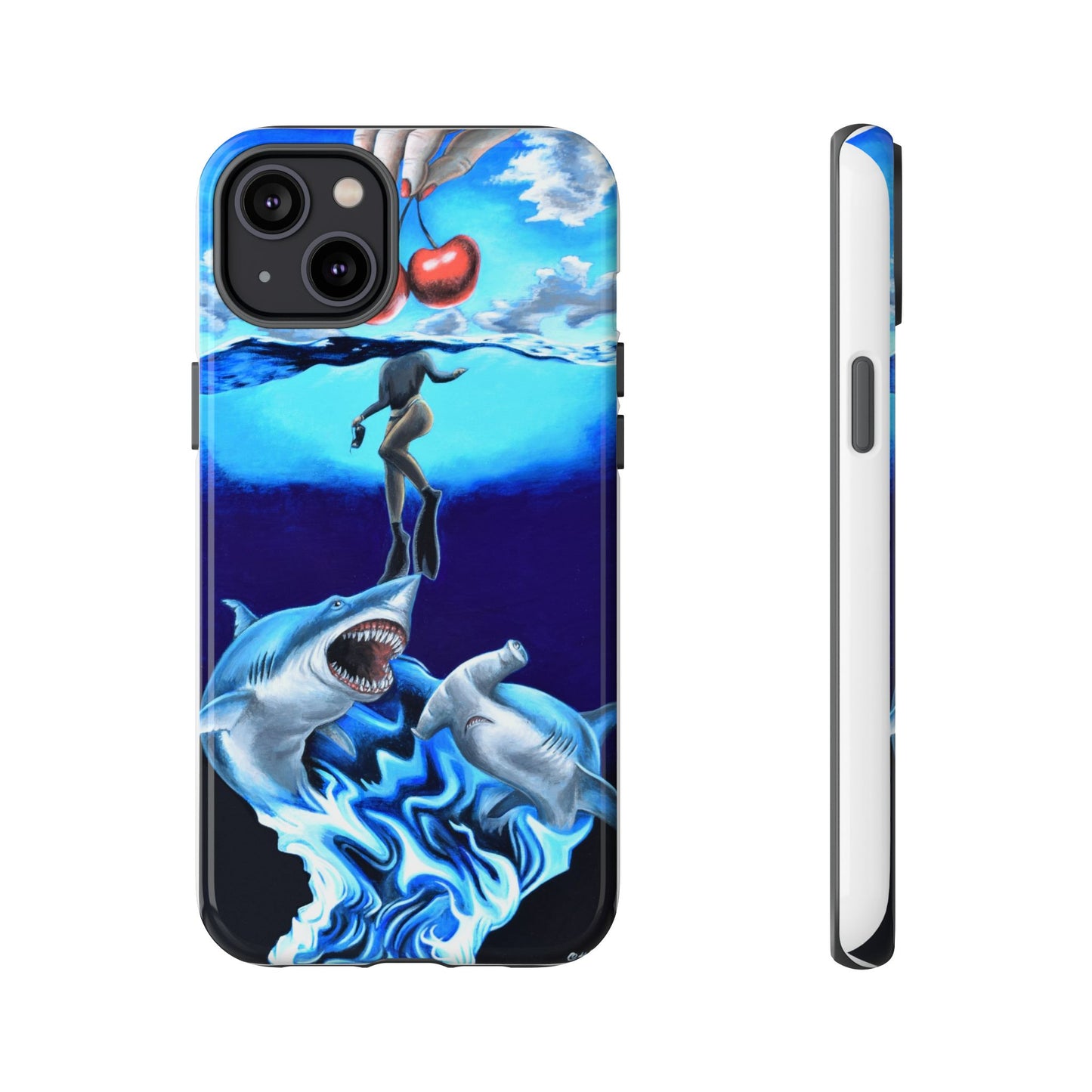 Shark Art Phone Case - Tough Cases, Unique Phone Accessories, Ocean-Inspired Gift, Underwater Art, Fun Phone Cover, Beach Lover Gift