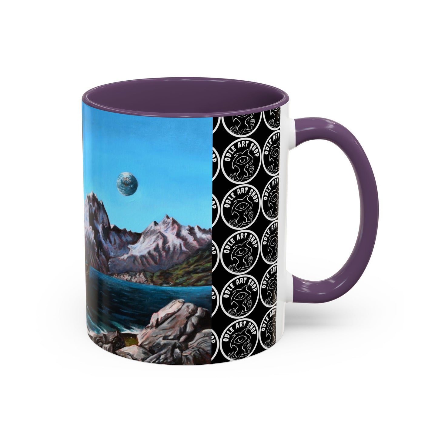 Surreal Sea Monster Accent Coffee Mug — Eyeball Wave Art (11/15oz)