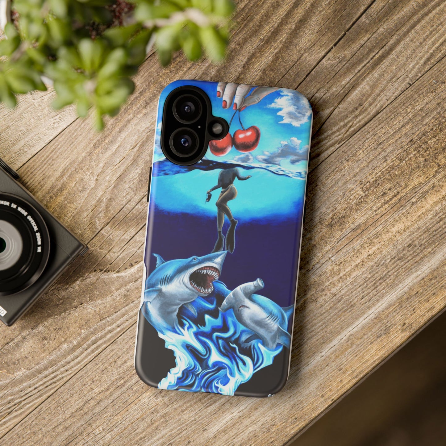 Shark Art Phone Case - Tough Cases, Unique Phone Accessories, Ocean-Inspired Gift, Underwater Art, Fun Phone Cover, Beach Lover Gift