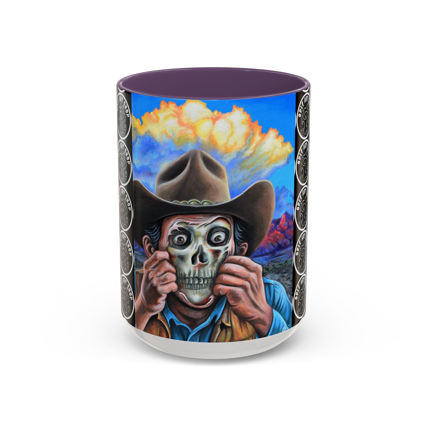 Day of the Dead Accent Coffee Mug, Colorful Skull Design Mug, Halloween Coffee Cup, Unique Art Coffee Mug