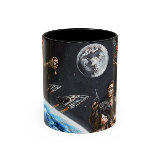 Space Adventure Coffee Mug - Retro Sci‑Fi Crew & Alien Monsters