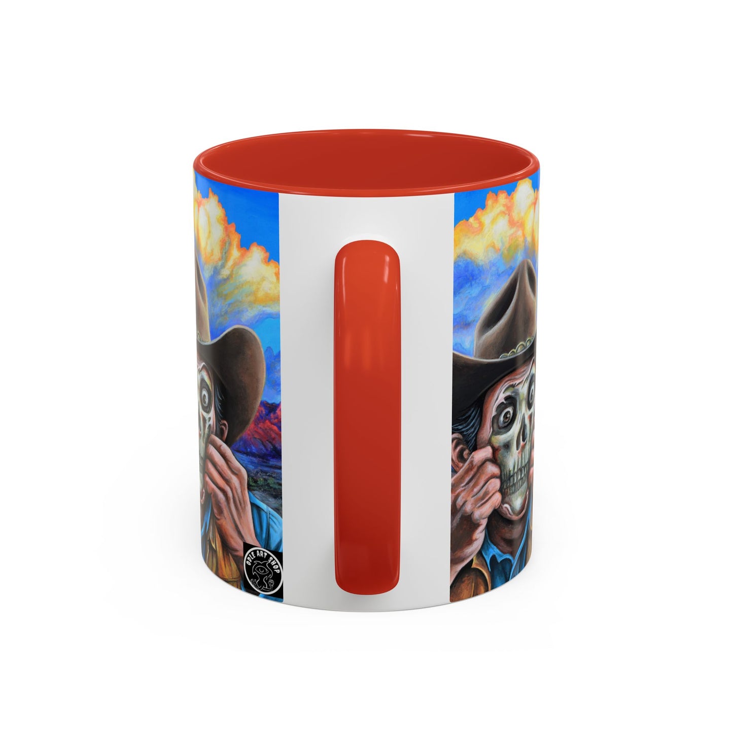 Day of the Dead Accent Coffee Mug, Colorful Skull Design Mug, Halloween Coffee Cup, Gift for Latinos, Unique Art Coffee Mug