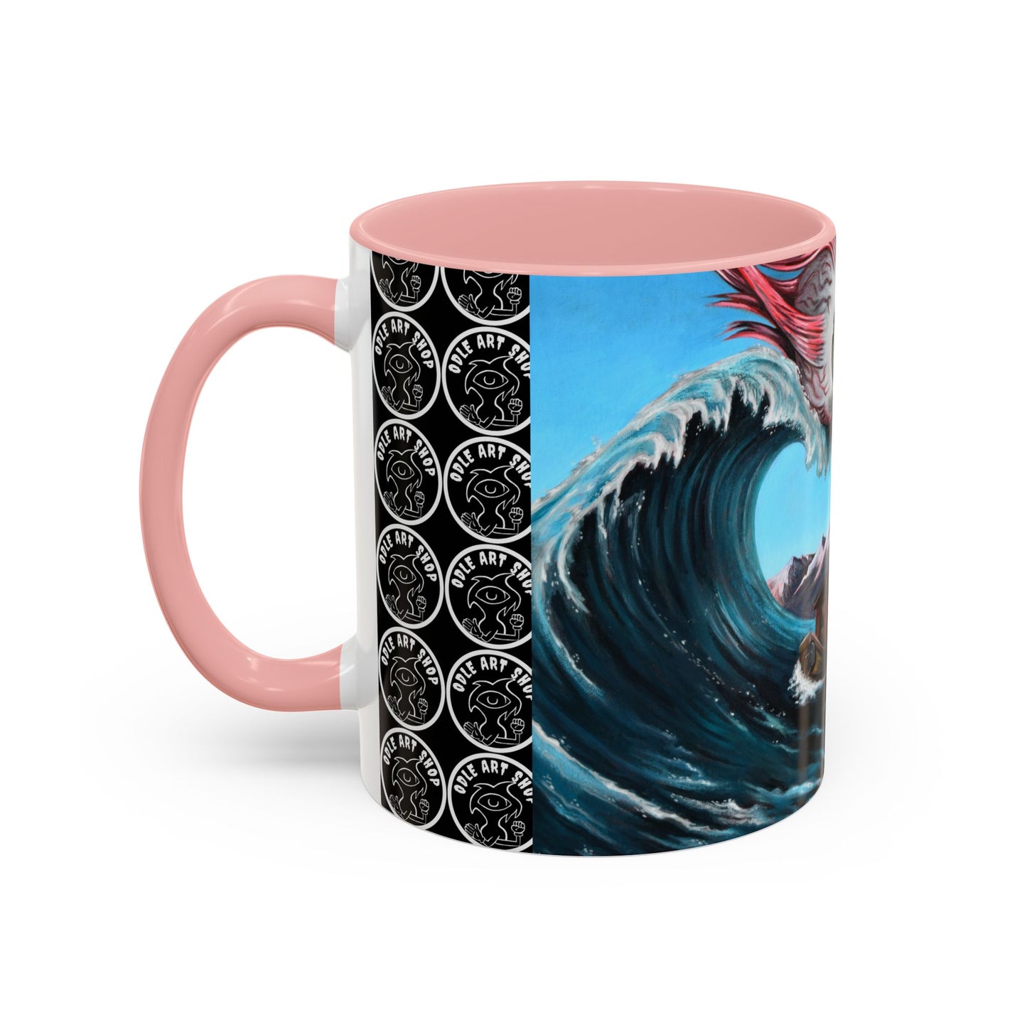 Surreal Sea Monster Accent Coffee Mug — Eyeball Wave Art (11/15oz)
